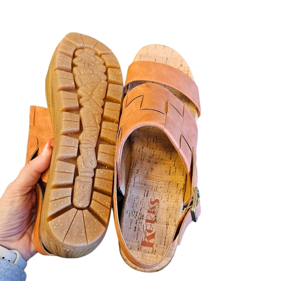 Korks Fraya Orange Cinnamon Nubuck Wedge Clog Sandals NEW - Picture 4 of 7